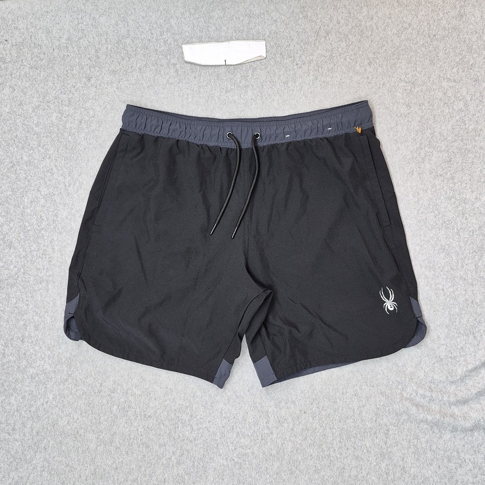 Spyder Men Swimwear L/G Black Embroidered Swim Trunks Spider Logo 403001054